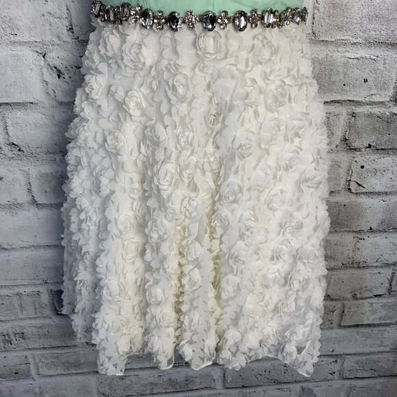 Vintage Y2k Babydoll Sheer Mint Corset Rhinestone Strapless Mini Dress - Picture 4 of 16